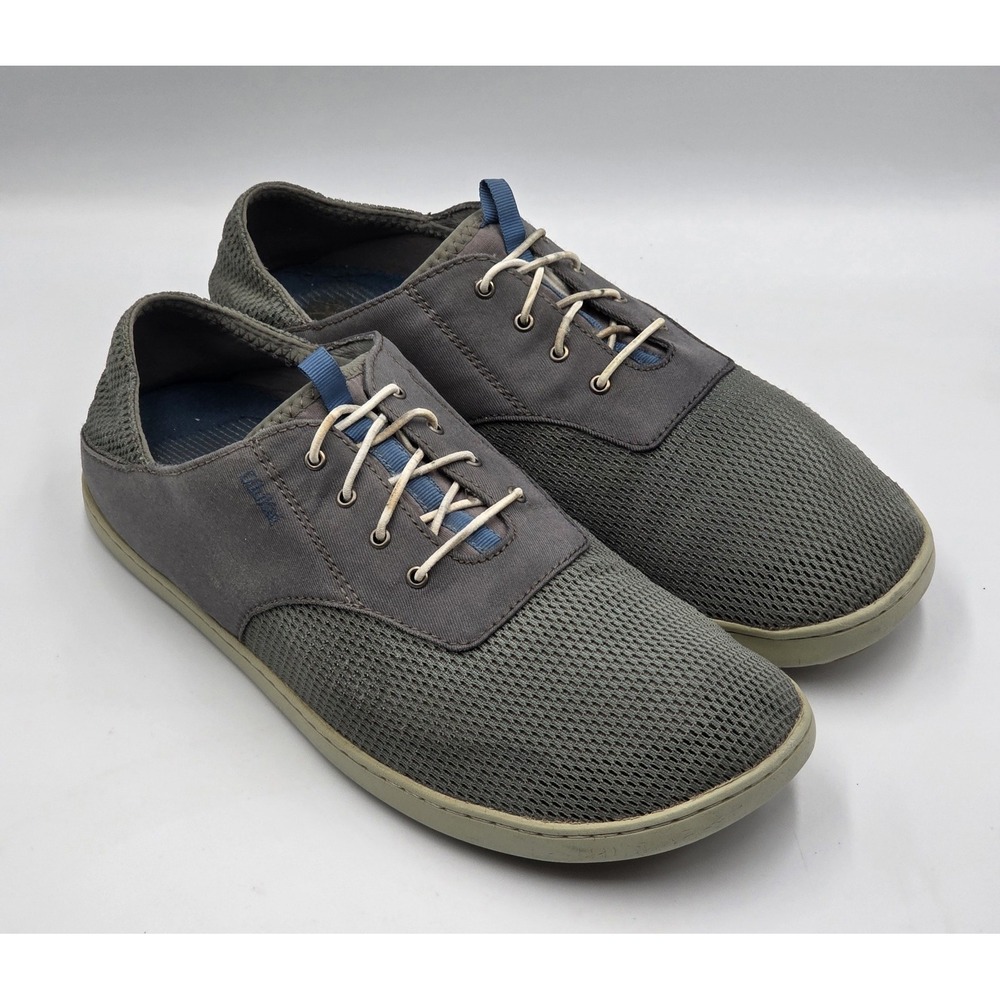 OluKai Nohea Moku Mens Size 10.5 Shoes Gray Mesh Slip-On Comfort Beach Sneakers
